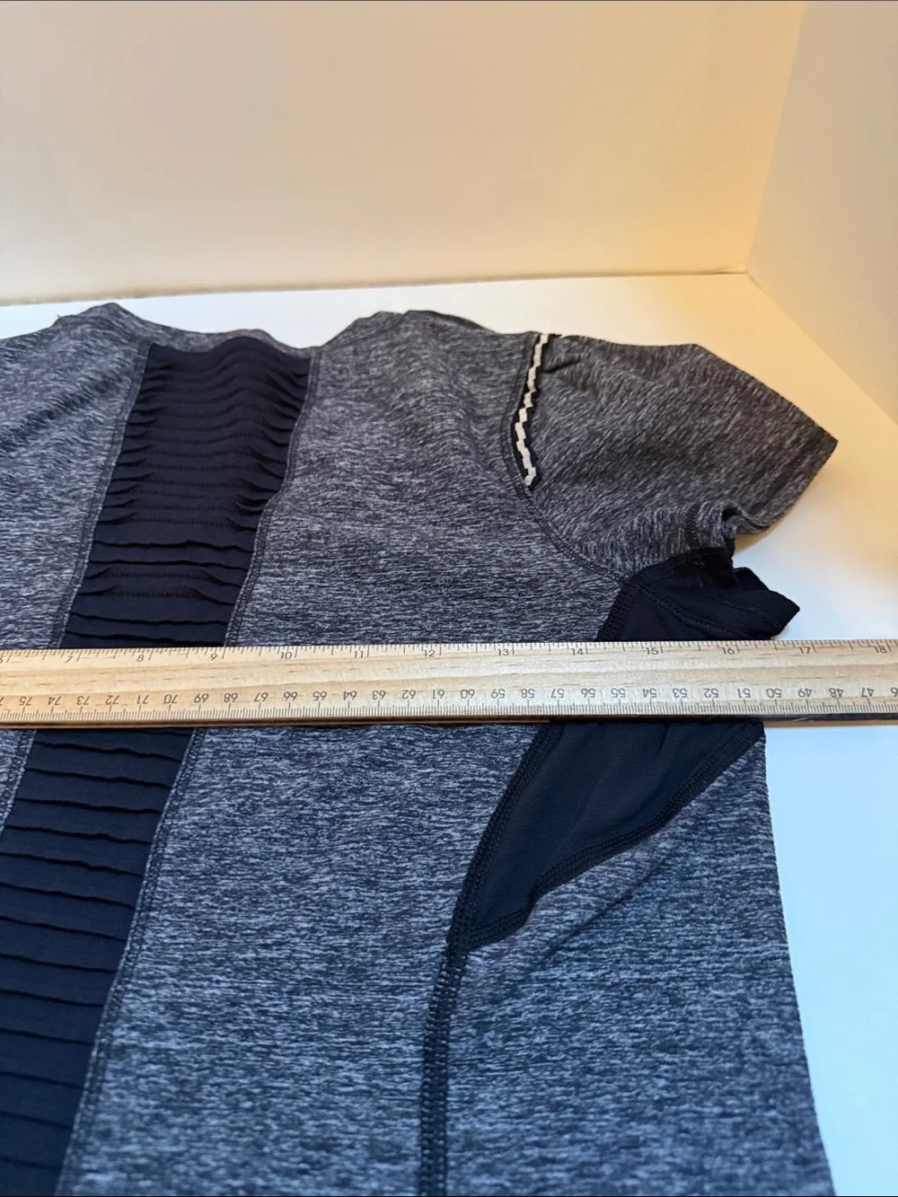 LululemonRun Softly Gray and Black Moisture wicking fabric size small T-shirt.